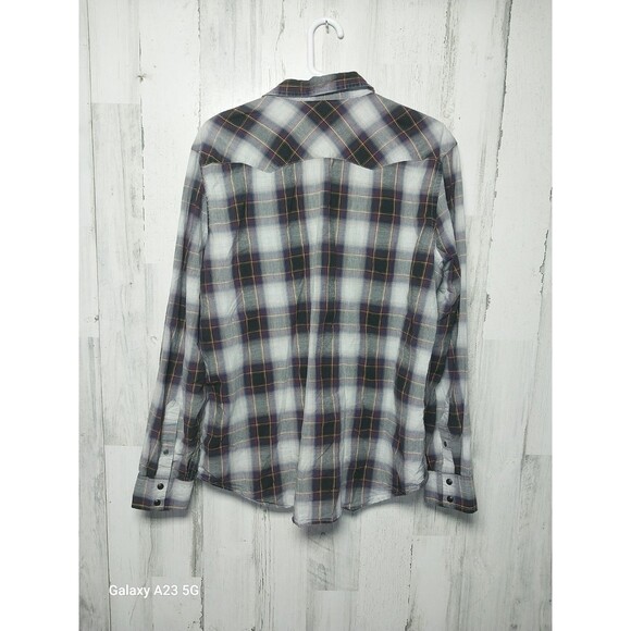 American Eagle Plaid Pearl Snap Shirt Large - Picture 5 of 6